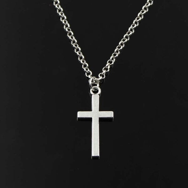 Double Sided Antique Silver Cross Chain