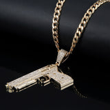 Diamond Pistol pendant (18k gold chain)