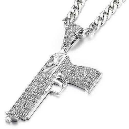 Diamond Pistol pendant (18k gold chain)
