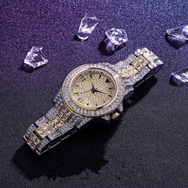 2-Tone Diamond Moissanite Baguette Watch