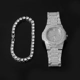 White Gold Diamond Tennis Chain Set