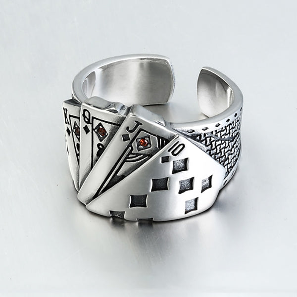 925 Sterling Silver Cards Ring