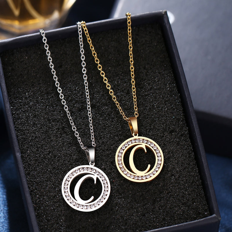 A-Z Initials Necklace Diamond Pendant
