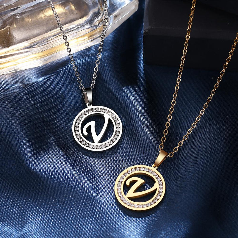 A-Z Initials Necklace Diamond Pendant