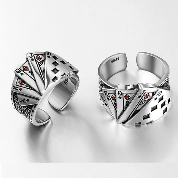 925 Sterling Silver Cards Ring