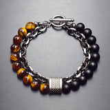 Tiger Eye Stone Beaded Silver Bracelet (10-Variants)