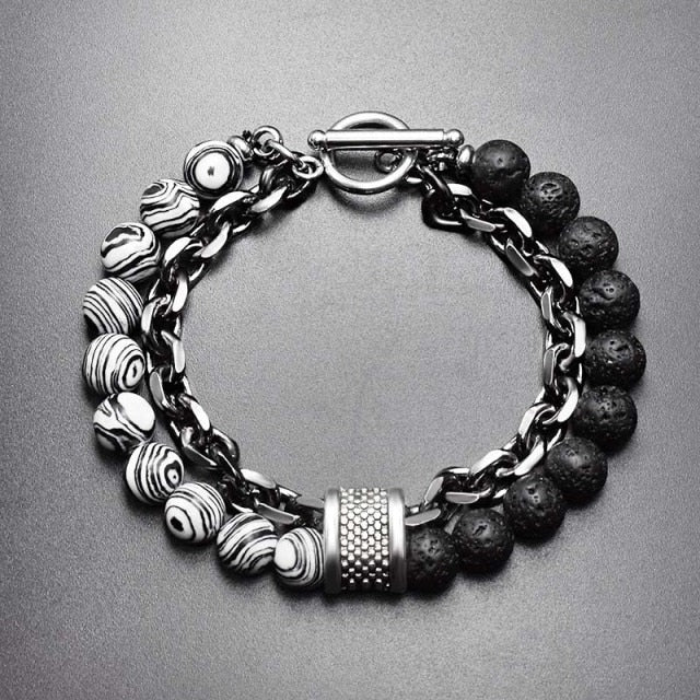 Tiger Eye Stone Beaded Silver Bracelet (10-Variants)
