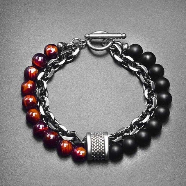 Tiger Eye Stone Beaded Silver Bracelet (10-Variants)