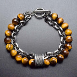Tiger Eye Stone Beaded Silver Bracelet (10-Variants)