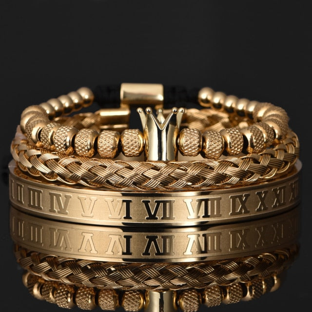 18k Gold / Sterling Silver Royal Crown Bracelet Set