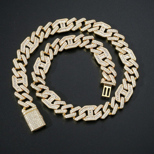 Miami Baguette Cuban Link Chain (Platinum gold)