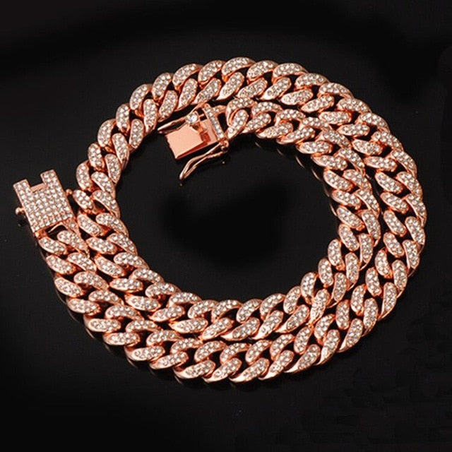 Miami Curb Cuban Link Chain (Rose/Gold/white)