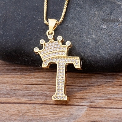 Diamond Name Initials pendant (18k gold chain)