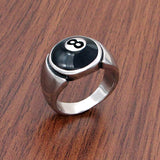 Silver Black 8 Pool Ring