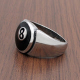 Silver Black 8 Pool Ring