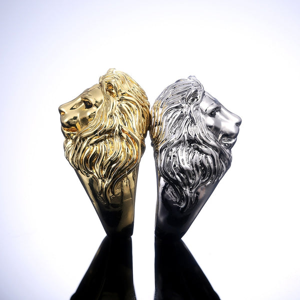 18k Gold / Silver Lion Head Ring