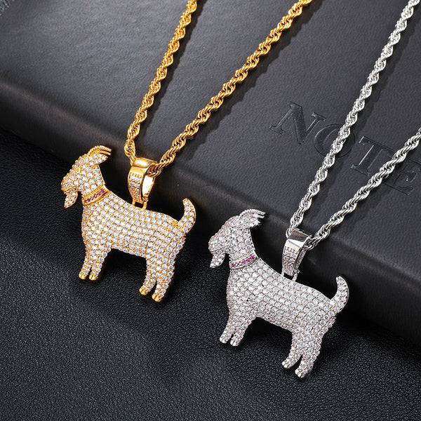 Diamond Goat Pendant (Chain Included)