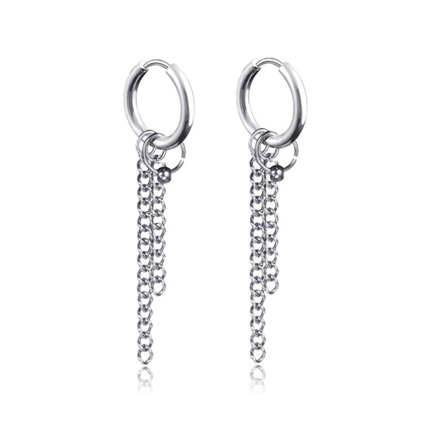 Cuban Silver Chain Stack Earrings