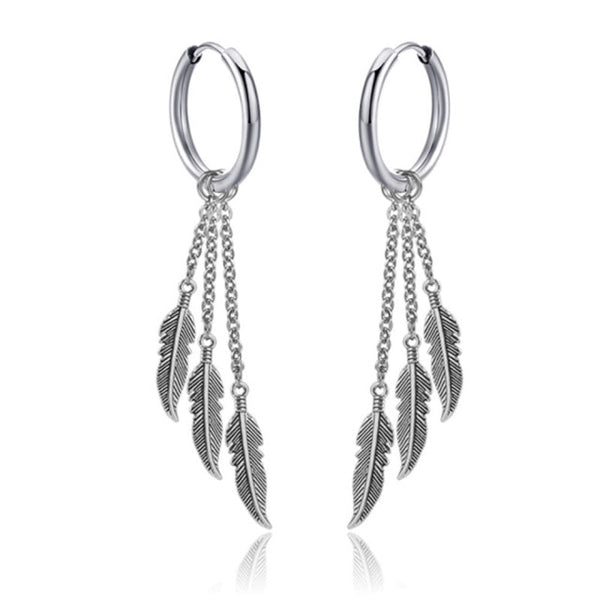 3 Silver Feather Earrings