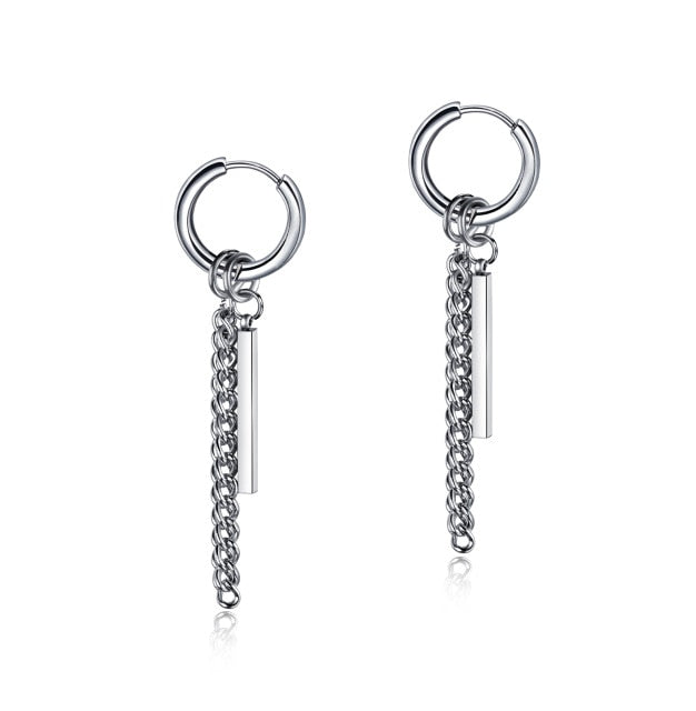 Silver Chain Bar Earrings