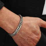 Inter-Linked Sterling Silver Cuban Link Bracelet