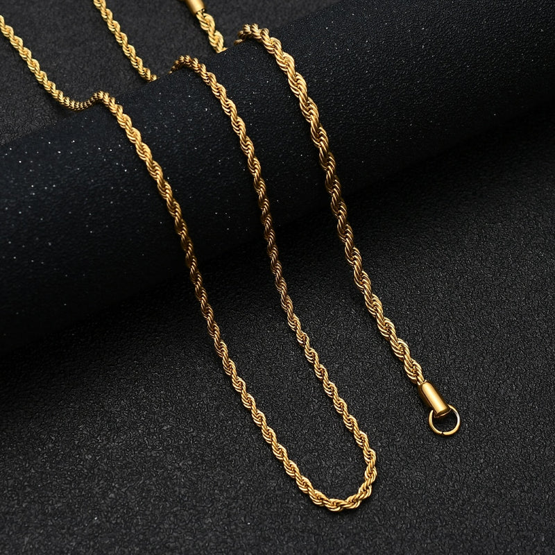 18k Gold Rope Chain Set