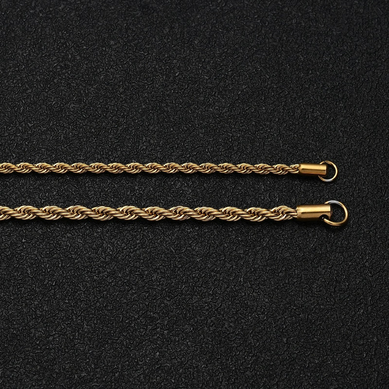 18k Gold Rope Chain Set