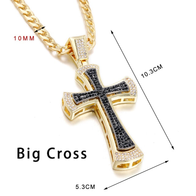 Double Layered Diamond Cross Pendant (Chain included)