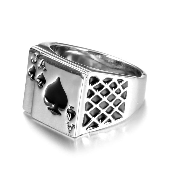 Ace of Spades Silver Ring