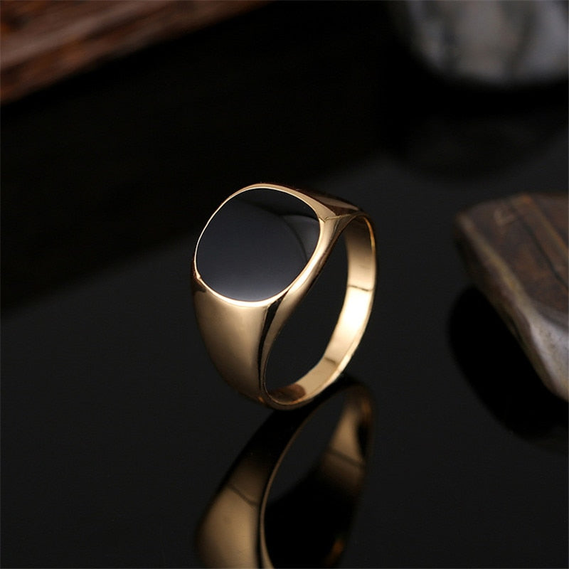 Black 18k Gold Enamel Ring